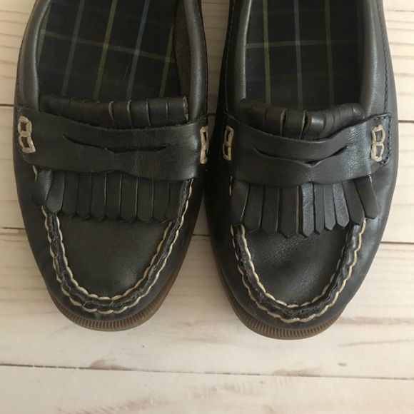 Navy Blue leather Sperry loafers - Picture 2 of 4